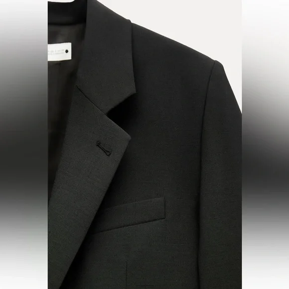 Zara Oversized Wool Blend Jacket Blazer Coat ZW Collection Black size XS NWT - Picture 9 of 16